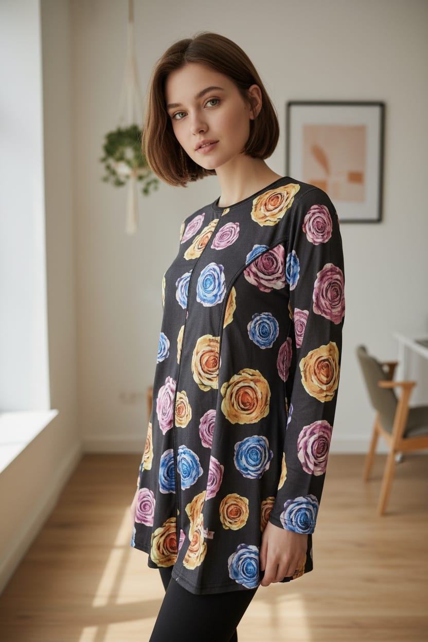 Women’s Printed Swim Top – Stylish Stretch Swimwear