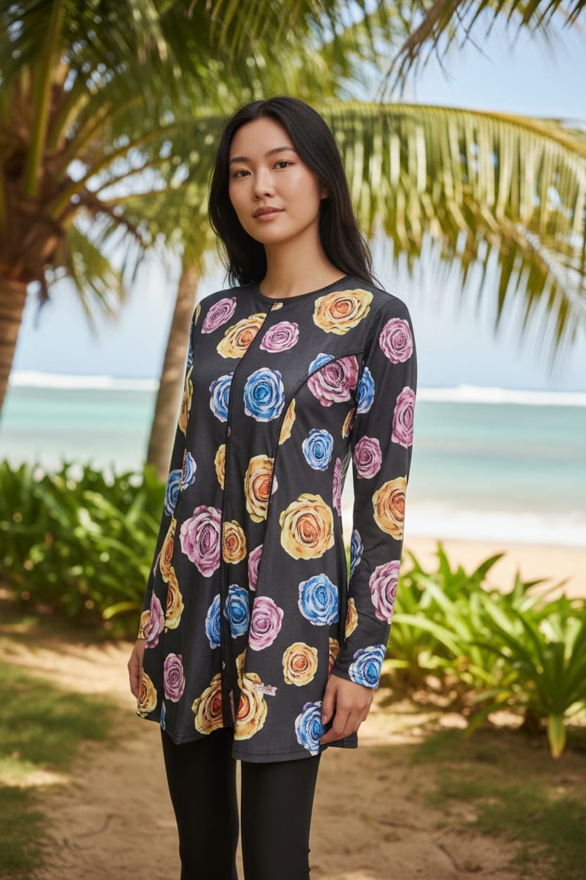 Women’s Printed Swim Top – Stylish Stretch Swimwear