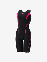 Speedo Female Essential Splice Legsuit in black and pink