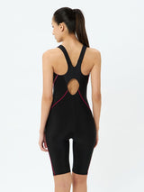 Speedo Female Essential Splice Legsuit in black and pink